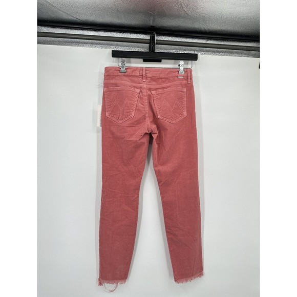 NWT MOTHER Looker Ankle Cropped Chew Corduroy Jeans Pant Pink Size 24 Rise 8-5 - Picture 3 of 16